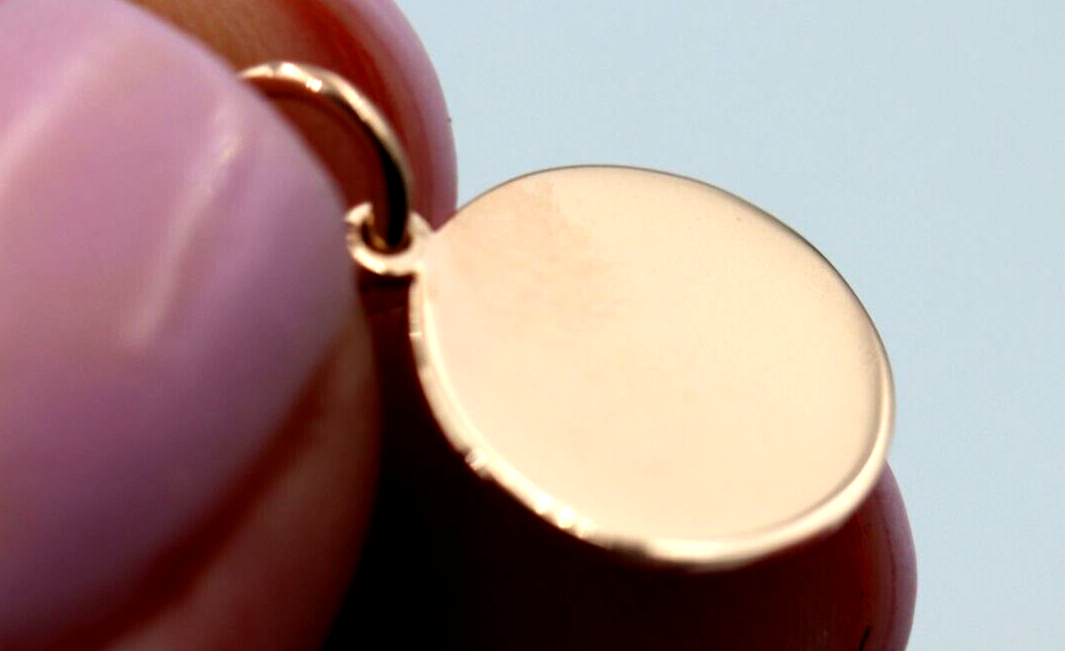 Genuine 9ct 9k 375 Solid Yellow, Rose or White Gold 12mm disc round circle pendant