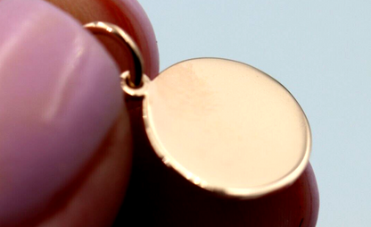 Genuine 9ct 9k 375 Solid Yellow, Rose or White Gold 12mm disc round circle pendant