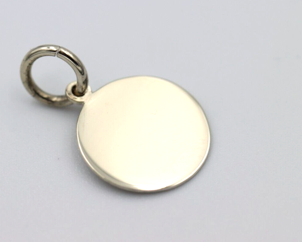 Genuine 9ct 9k 375 Solid Yellow, Rose or White Gold 12mm disc round circle pendant