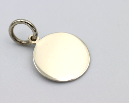 Genuine 9ct 9k 375 Solid Yellow, Rose or White Gold 12mm disc round circle pendant