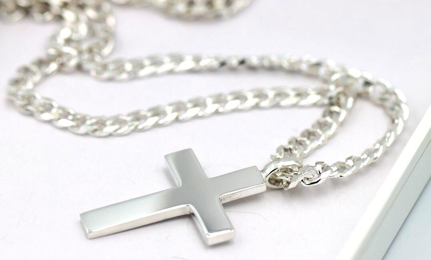 Genuine Large Heavy Sterling Silver 925 Huge Cross Pendant + Necklace Kerb Chain