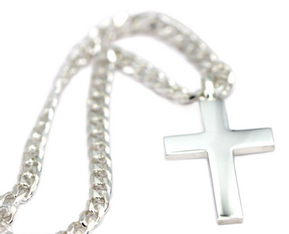 Genuine Large Heavy Sterling Silver 925 Huge Cross Pendant + Necklace Kerb Chain