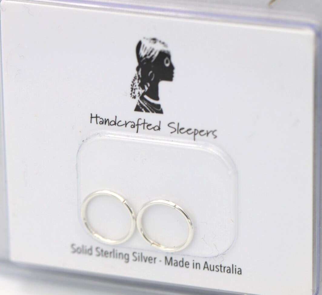 Genuine Sterling Silver Sleepers Hinged Earrings Plain 8mm