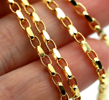 Genuine 9ct Yellow Gold Diamond Cut Oval Belcher Chain Necklace 45cm