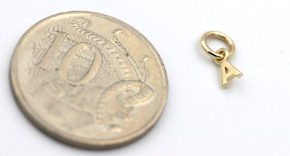 Genuine 9ct 9kt Genuine Tiny Very Small Yellow, Rose or White Gold Initial Pendant Charm A