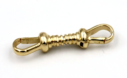 Genuine 9ct Yellow, Rose or White Gold Double Dog Clip Albert Swivel Clasp Doesn't Rotate