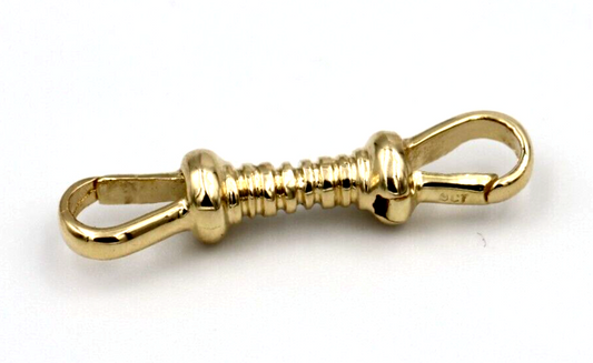 Genuine 9ct Yellow, Rose or White Gold Double Dog Clip Albert Swivel Clasp (swivel rotates)