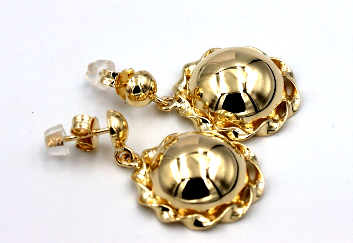 Genuine 9ct 9k 375 Yellow, Rose or White Gold Twisted 16mm Half Ball Stud Ball Earrings