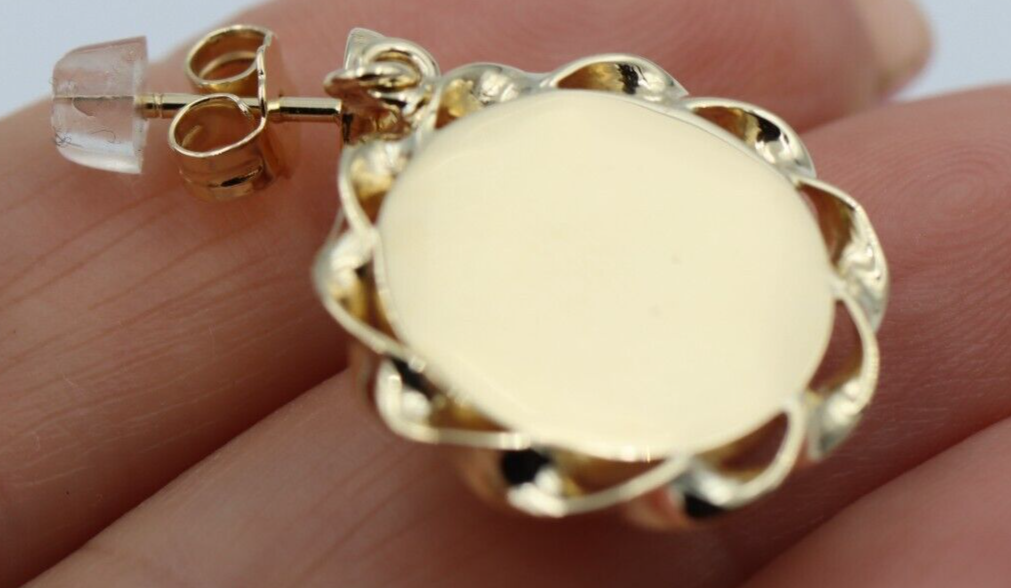 Genuine 9ct 9k 375 Yellow, Rose or White Gold Twisted 16mm Half Ball Stud Ball Earrings