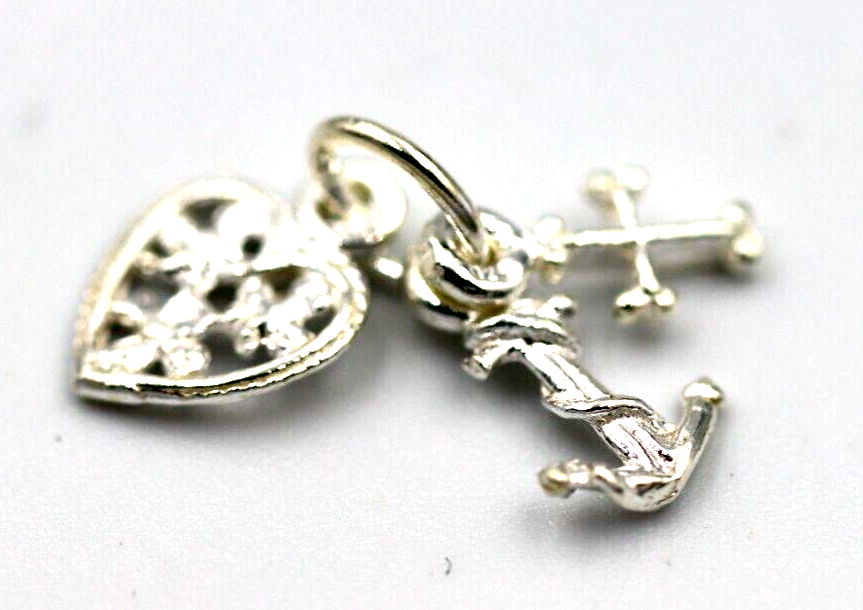 Genuine Sterling Silver 925 Faith Hope Charity Cross Charm Pendant Charm