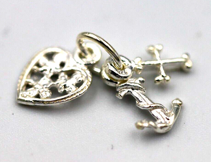 Genuine Sterling Silver 925 Faith Hope Charity Cross Charm Pendant Charm