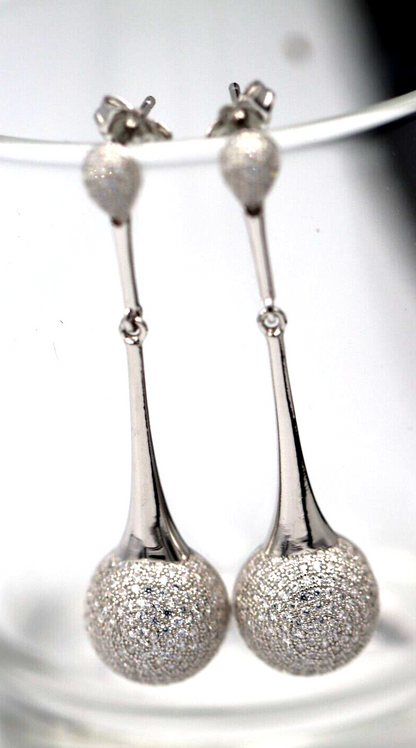 Genuine Sterling Silver 925 Cubic Zirconia Half Ball Stud Earrings