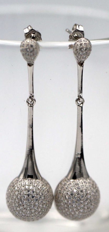 Genuine Sterling Silver 925 Cubic Zirconia Half Ball Stud Earrings