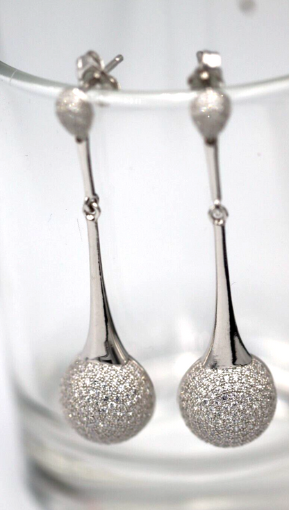 Genuine Sterling Silver 925 Cubic Zirconia Half Ball Stud Earrings