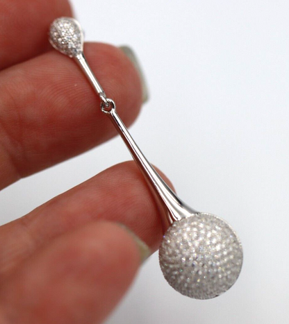 Genuine Sterling Silver 925 Cubic Zirconia Half Ball Stud Earrings