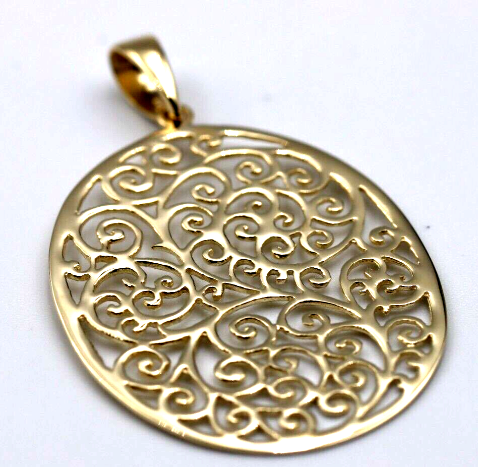 Genuine Heavy Solid 9ct 9kt Yellow, White or Rose Gold 375, Super Large Oval Filigree Pendant