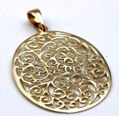 Genuine Heavy Solid 9ct 9kt Yellow, White or Rose Gold 375, Super Large Oval Filigree Pendant