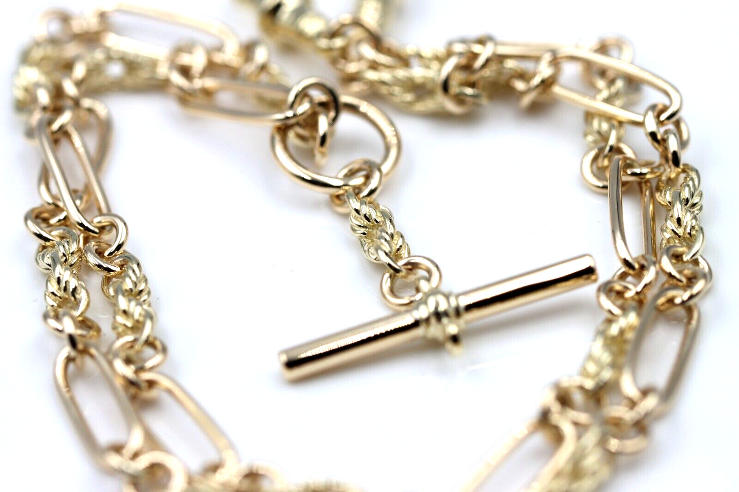 Genuine 9ct 9k 375 Yellow, Rose or White Gold Handmade Solid Fancy Paperclip FOB Necklace Chain 50cm
