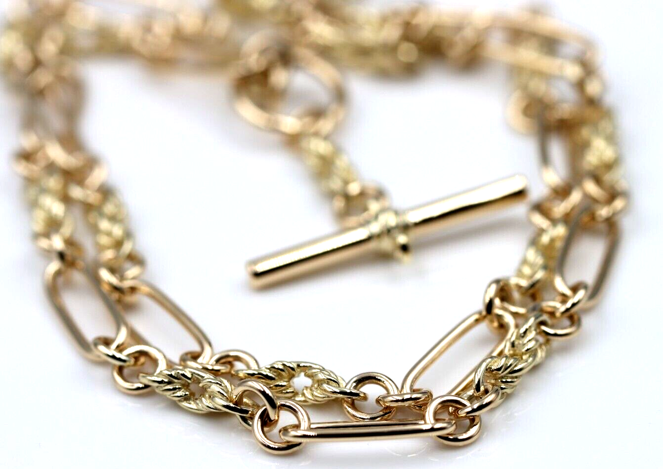 Genuine 9ct 9k 375 Yellow, Rose or White Gold Handmade Solid Fancy Paperclip FOB Necklace Chain 50cm