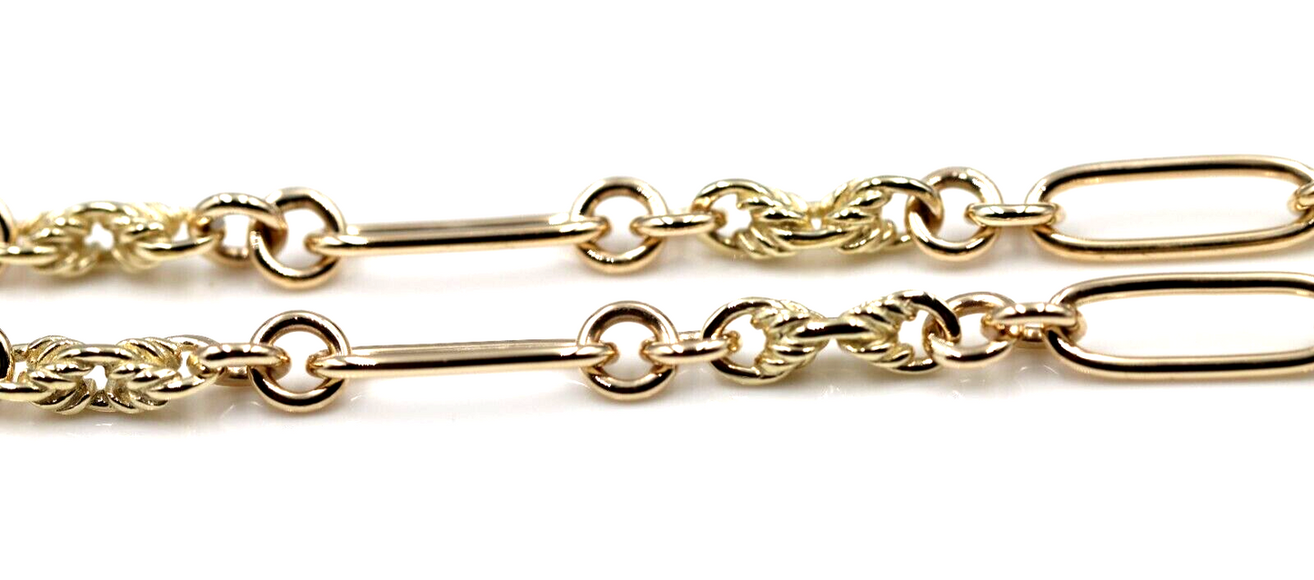 Genuine 9ct 9k 375 Yellow, Rose or White Gold Handmade Solid Fancy Paperclip FOB Necklace Chain 50cm