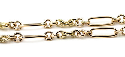 Genuine 9ct 9k 375 Yellow, Rose or White Gold Handmade Solid Fancy Paperclip FOB Necklace Chain 50cm
