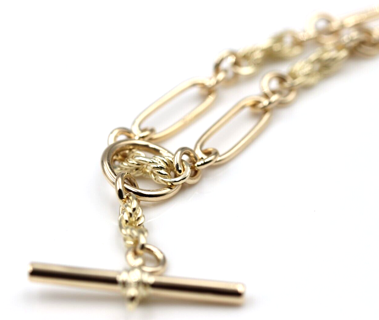 Genuine 9ct 9k 375 Yellow, Rose or White Gold Handmade Solid Fancy Paperclip FOB Necklace Chain 50cm