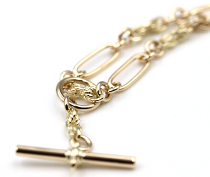 Genuine 9ct 9k 375 Yellow, Rose or White Gold Handmade Solid Fancy Paperclip FOB Necklace Chain 50cm
