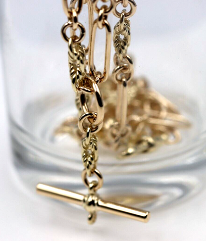 Genuine 9ct 9k 375 Yellow, Rose or White Gold Handmade Solid Fancy Paperclip FOB Necklace Chain 50cm