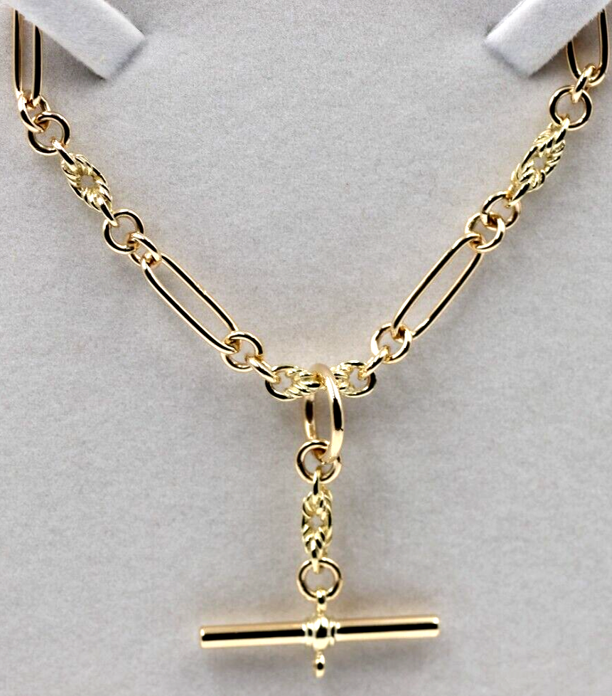 Genuine 9ct 9k 375 Yellow, Rose or White Gold Handmade Solid Fancy Paperclip FOB Necklace Chain 50cm