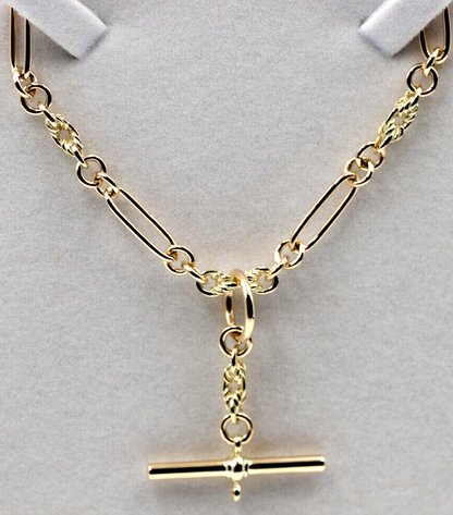 Genuine 9ct 9k 375 Yellow, Rose or White Gold Handmade Solid Fancy Paperclip FOB Necklace Chain 50cm
