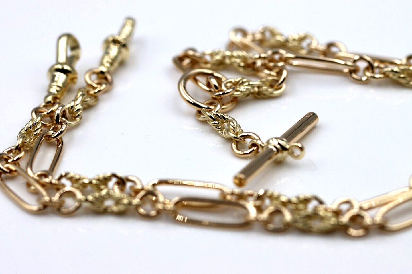 Genuine 9ct 9k 375 Yellow, Rose or White Gold Handmade Solid Fancy Paperclip FOB Necklace Chain 50cm