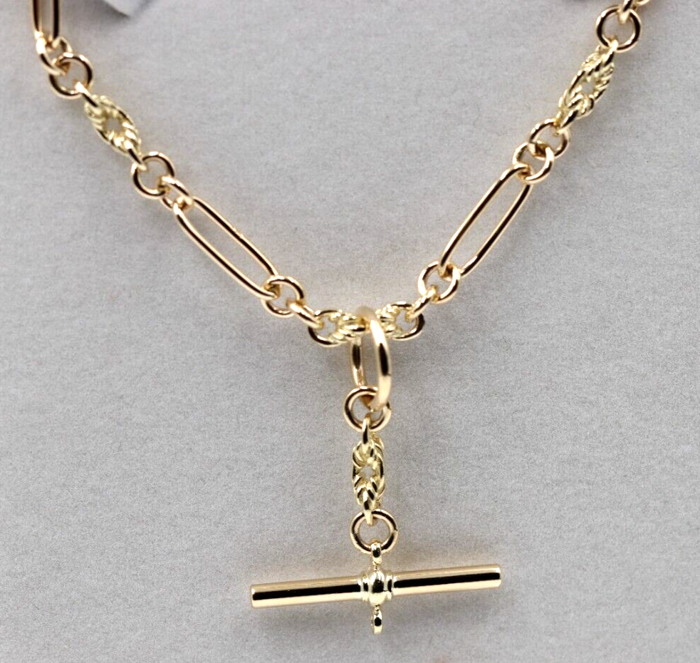 Genuine 9ct 9k 375 Yellow, Rose or White Gold Handmade Solid Fancy Paperclip FOB Necklace Chain 50cm
