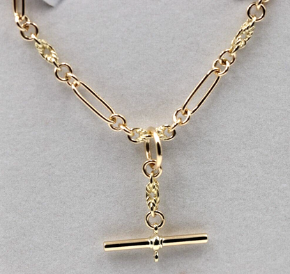 Genuine 9ct 9k 375 Yellow, Rose or White Gold Handmade Solid Fancy Paperclip FOB Necklace Chain 50cm