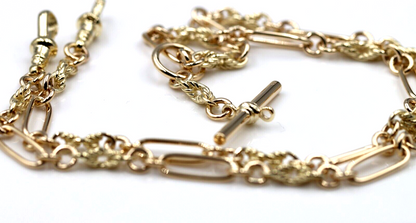 Genuine 9ct 9k 375 Yellow, Rose or White Gold Handmade Solid Fancy Paperclip FOB Necklace Chain 50cm