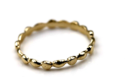 Genuine 9ct 9k 375 Yellow, Rose or White Gold Dress Bobble Dot Band Stacker Ring