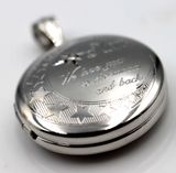 Sterling Silver Diamond Set Engraved Locket Mom for 2 pictures - Free Post