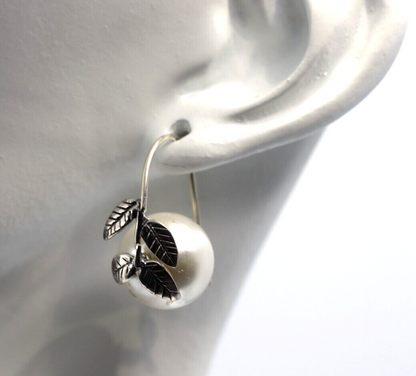 Genuine Sterling Silver 12mm Freshwater Leaf Pearl with Hook Earrings