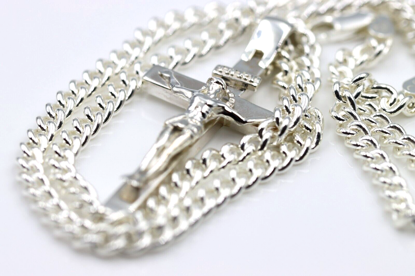Genuine Sterling Silver Solid Heavy Crucifix Cross Pendant + 70cm Necklace Chain