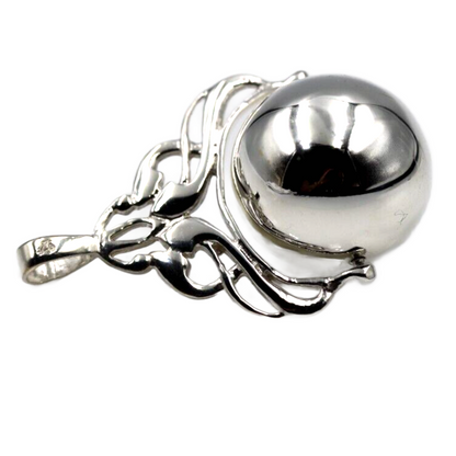 Sterling Silver 925 16mm Plain Ball Filigree Spinner Pendant