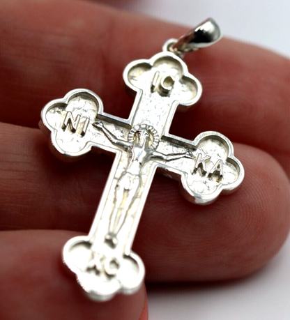 Genuine Sterling Silver 925 Byzantine Crucifix Cross Pendant
