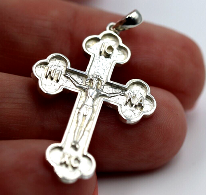 Genuine Sterling Silver 925 Byzantine Crucifix Cross Pendant