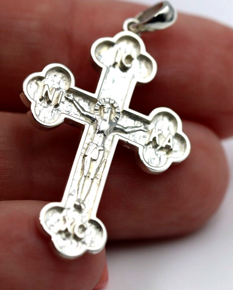 Genuine Sterling Silver 925 Byzantine Crucifix Cross Pendant