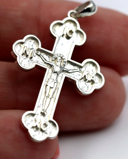 Genuine Sterling Silver 925 Byzantine Crucifix Cross Pendant