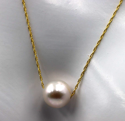 Genuine 9ct 9K 375 Yellow Gold Curb Necklace Chain 43cm Freshwater Pearl