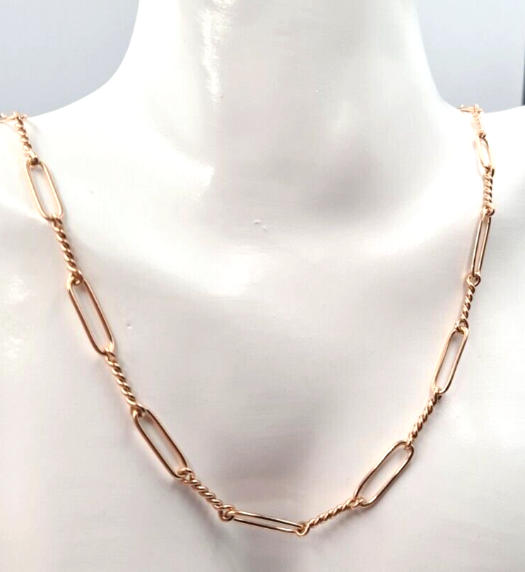 Handmade 9ct 9K 375 Yellow, Rose or White Gold Paper Clip Fancy Paperclip Chain Necklace