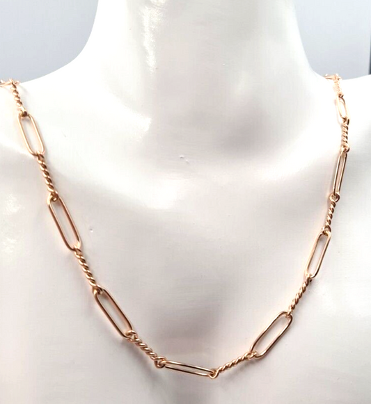 Handmade 9ct 9K 375 Yellow, Rose or White Gold Paper Clip Fancy Paperclip Chain Necklace