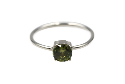 Size P August Birthstone Sterling Silver 925 Green Peridot Ring
