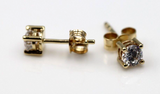 Genuine New 9ct Yellow Gold Claw-set Round 4.4mm Cubic Stud Earrings -Free post