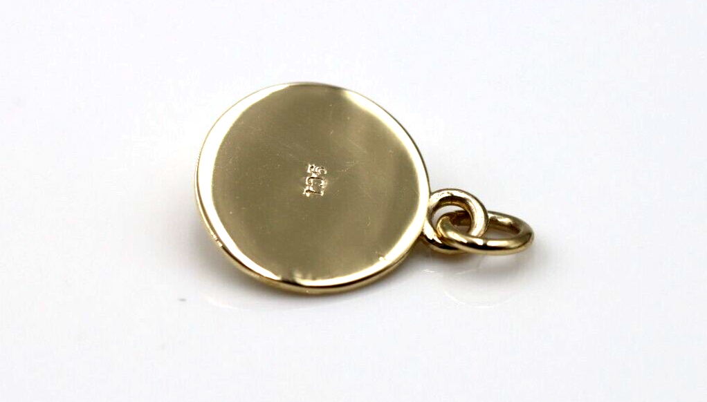 Genuine 9ct 9k 375 Yellow, Rose or White Gold 12mm Cabochon Citrine Disc round circle pendant