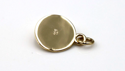 Genuine 9ct 9k 375 Yellow, Rose or White Gold 12mm Cabochon Citrine Disc round circle pendant